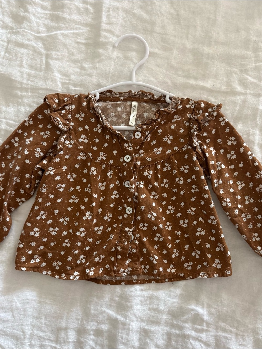 Rylee + Cru Girls' Brown Floral Button-Up Top